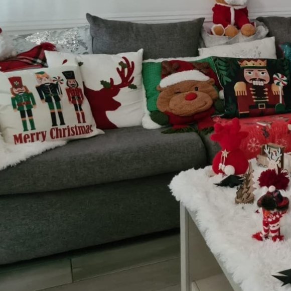 Christmas Pillow Covers Nutcracker Decoration Set Of 4 Accent Holiday Xmas Decor